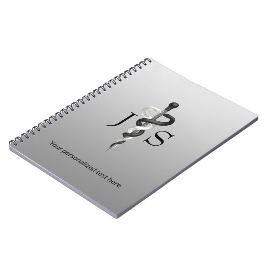 クラシックなアスクレピオス ノーブル メディカル エレガント ブラック ホワイト ノートブック (左側)