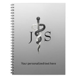 クラシックなアスクレピオス ノーブル メディカル エレガント ブラック ホワイト ノートブック