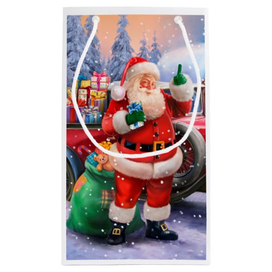 クラシックなアメリカ人サンタクロース スモールペーパーバッグ (裏面)