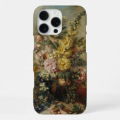 クラシックなアンティークの花の静物画 ファインアートペインティング iPhoneケース (裏面)