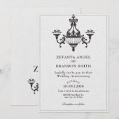 クラシックなアンティークシャンデリア ウェディングアニバーサリー 招待状 (正面/裏面)