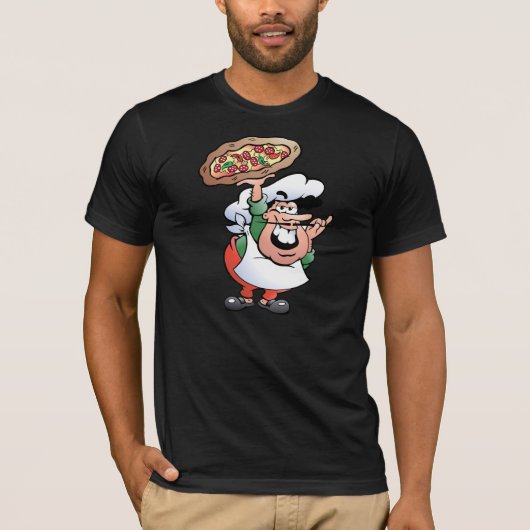 クラシックなイタリアンピザシェフのキャラクター Tシャツ (正面)