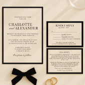 クラシックなウェディングスタイル, クリーム色, フレーム付きの結婚式の案内 招待状