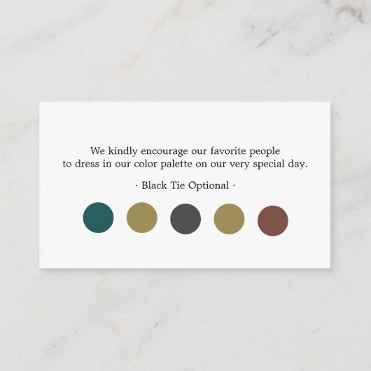 クラシックなウェディングドレスコード  ゲストドレスコード エンクロージャーカード (裏面)