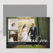 クラシックなウェディング サンクス フォト カード3面 サンキューカード (正面/裏面)