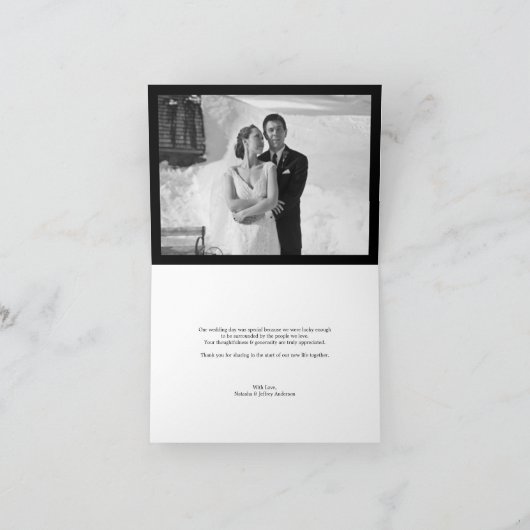 クラシックなエクスリブリス4の数々のな写真のエレガントな結婚式 サンキューカード (内部)