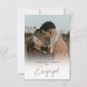 クラシックなエンゲージメント写真招待状 白いグラデーション 招待状 (正面)