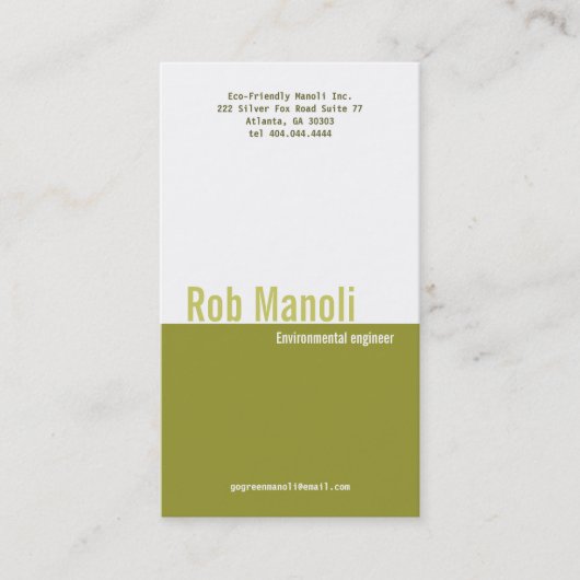 クラシックなオリーブ色のディバイダーの名刺 名刺 (正面)