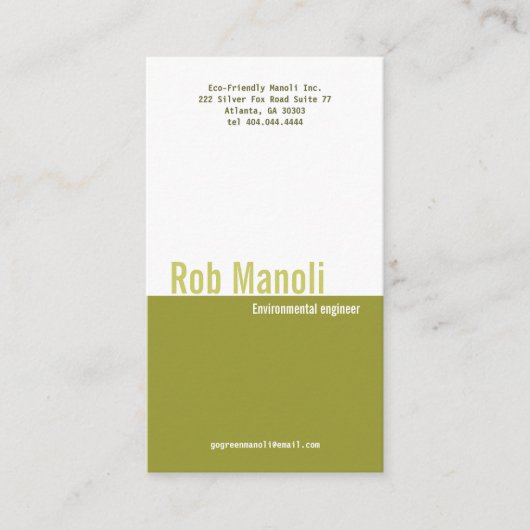 クラシックなオリーブ色のディバイダーの名刺 名刺 (正面)