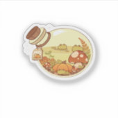 クラシックなカエル付きの秋のポーション シール (正面)