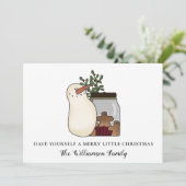 クラシックなカントリー雪だるまと実のクリスマスカード シーズンカード (スタンド正面)