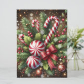 クラシックなキャンディーケーン/ペッパーミントのクリスマスグリーン シーズンカード (スタンド正面)