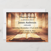 クラシックなキリスト教デザインのお悔やみ写真 葬儀 追悼式 招待状 (正面)