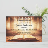 クラシックなキリスト教デザインのお悔やみ写真 葬儀 追悼式 招待状 (スタンド正面)