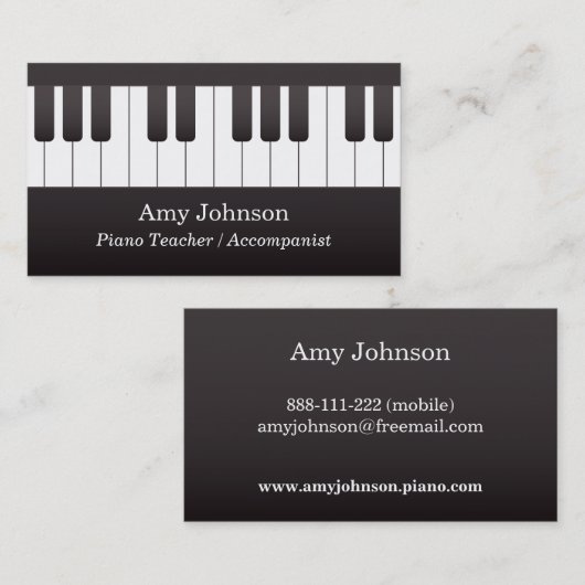 クラシックなキーボードのキー音楽ピアノの教師 名刺 (正面/裏面)