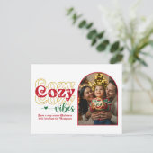 クラシックなクリスマスのあたたかな雰囲気 レトロなクリスマスの写真 シーズンポストカード (スタンド正面)