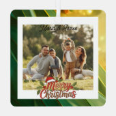 クラシックなクリスマスのグリーン＆ゴールドフレームの写真 メタルオーナメント (裏面)