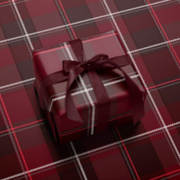 クラシックなクリスマスのチェック柄 ラッピングペーパー