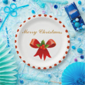 クラシックなクリスマスのヒイラギの果実の弓金ゴールドの赤の点 ペーパープレート (パーティー)