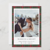 クラシックなクリスマスのプレイド 結婚生活が輝かしい フォト シーズンカード (正面)