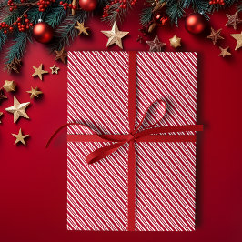 クラシックなクリスマスのペパーミントストライプ 赤と白 ラッピングペーパー