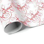 クラシックなクリスマスのヴィンテージのスタイルの赤及び白 ラッピングペーパー (ロールコーナー)