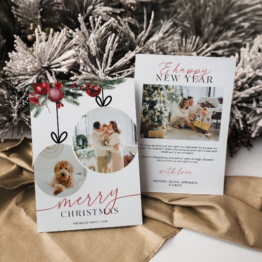 クラシックなクリスマスの素朴なホリデー写真カード シーズンカード