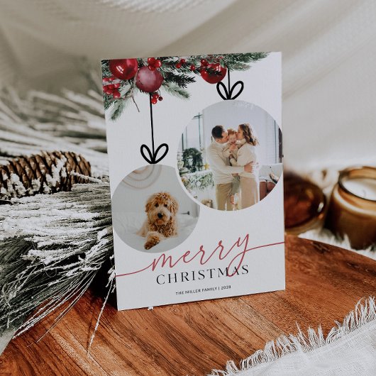 クラシックなクリスマスの素朴なホリデー写真カード シーズンカード