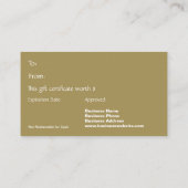 クラシックなクリスマスの金ゴールドの銀のギフト券 割引カード (裏面)