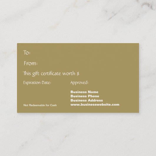 クラシックなクリスマスの金ゴールドの銀のギフト券 割引カード (裏面)