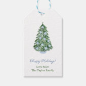 クラシックなクリスマスツリーのシノワズリー ハッピーホリデー ギフトタグ (正面)