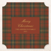 クラシックなクリスマスパーティーのためのヴィンテージプレード 時代を超える ペーパーコースター (正面)