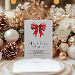 クラシックなクリスマスパーティーの招待状 赤いリボン付き シーズンカード