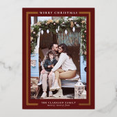 クラシックなクリスマスホリデー写真カード 箔シーズンカード (正面)