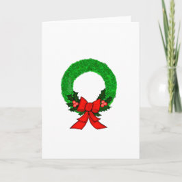 クラシックなクリスマスリースと赤いリボン カード