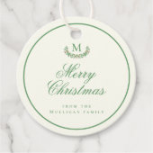 クラシックなクリスマス家族モノグラムギフトタグ フェイバータグ (正面)