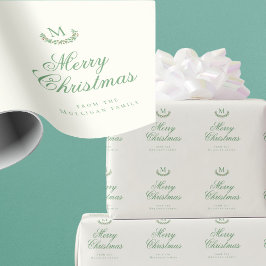 クラシックなクリスマス家族モノグラム ラッピングペーパー