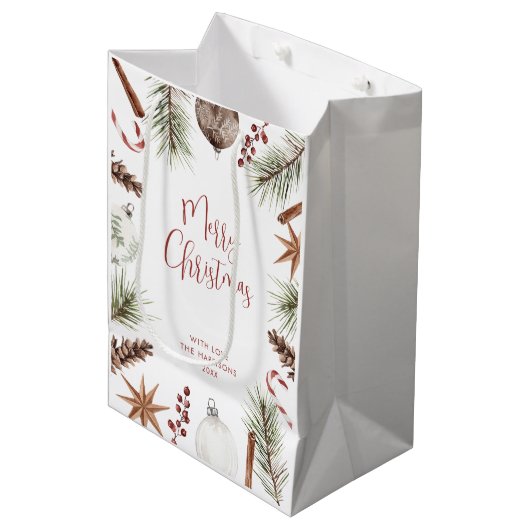 クラシックなクリスマス ミディアムペーパーバッグ (正面アングル)
