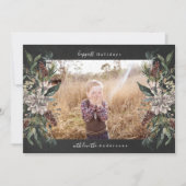 クラシックなクリスマス ヴィンテージ フラワー フェスティブ フォト シーズンカード (正面)