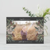 クラシックなクリスマス ヴィンテージ フラワー フェスティブ フォト シーズンカード (スタンド正面)