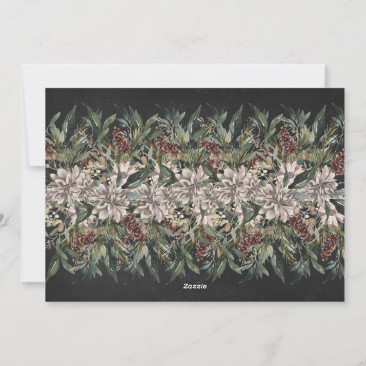 クラシックなクリスマス ヴィンテージ フラワー フェスティブ フォト シーズンカード (裏面)