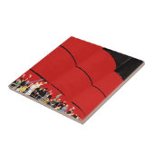 クラシックなクルーズ客船の乗客が別れの挨拶をしている タイル (側面)