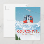 クラシックなクールシュヴェル フランス スキー ゴンドラ 山 ポストカード (正面/裏面)