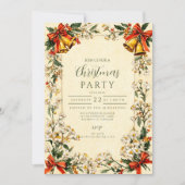 クラシックなグリーンとクリスマス 招待状 (正面)