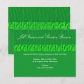 クラシックなグリーンゼブラ柄の結婚式招待状 招待状 (正面/裏面)