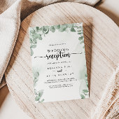 クラシックなグリーン ユーカリ ウェディング レセプション 招待状