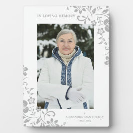 クラシックなグレーの花の葬儀　愛する人の写真 フォトプラーク