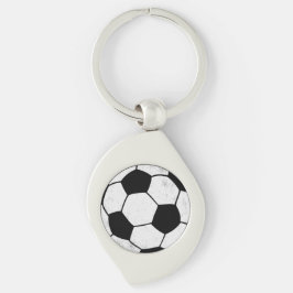 クラシックなサッカーピッチの雰囲気を表現したレトロスタイルのグラフィック キーホルダー