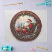 クラシックなサンタの装飾フレームデコパージュ 薄葉紙 (クラフト)