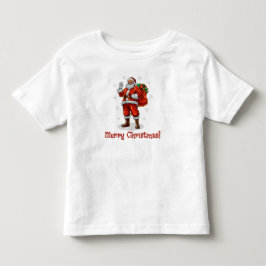 クラシックなサンタクロースがクリスマスのプレゼントを届ける トドラーTシャツ